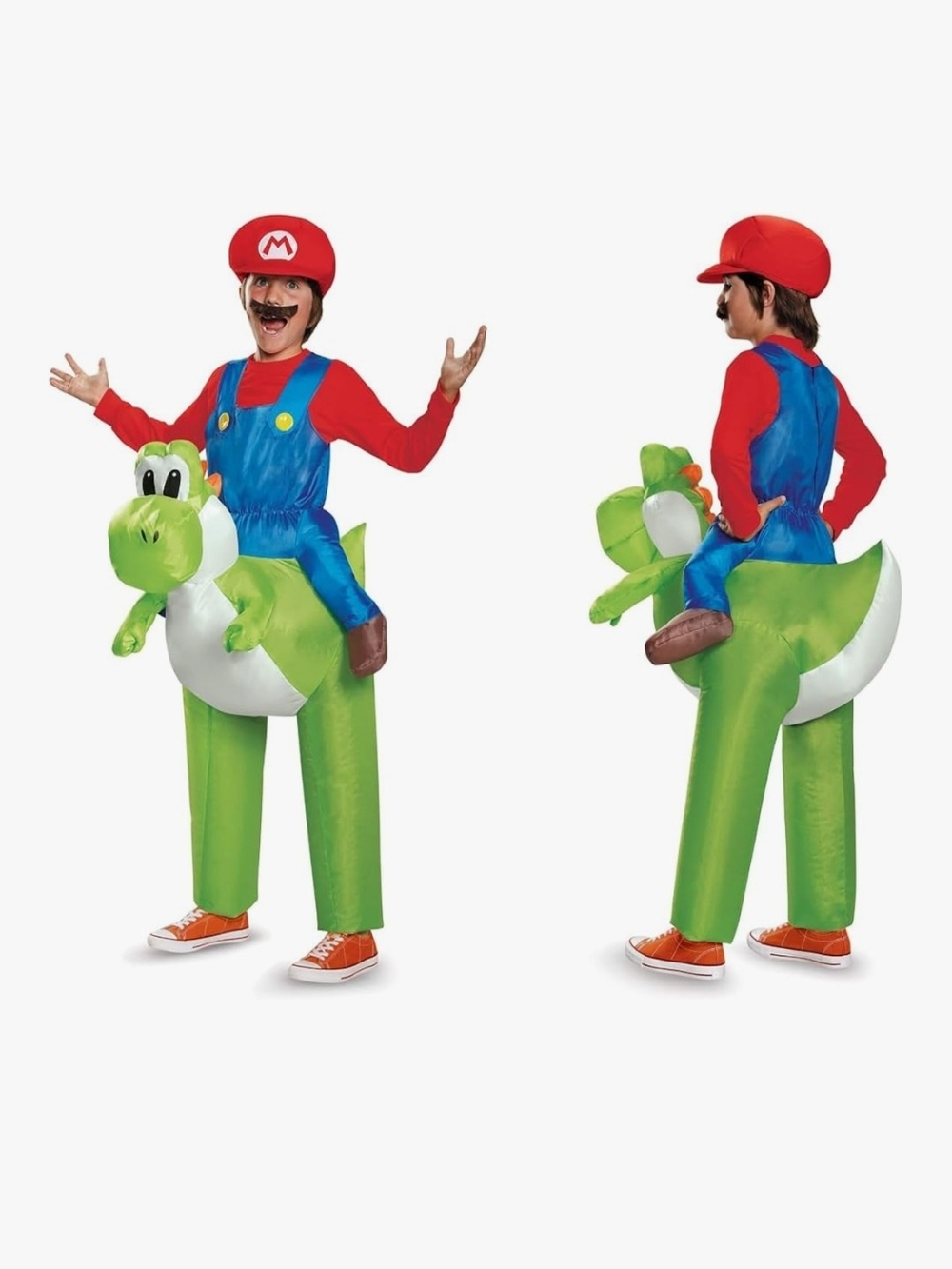 🍄Super Mario Mario Riding Yoshi Inflatable Kids Costume One Size Disguise